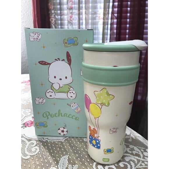 Sanrio Pochaco 40oz 2023 Big Tumbler Stainless Steel Cup Handle w/ Straw - Picture 3 of 5
